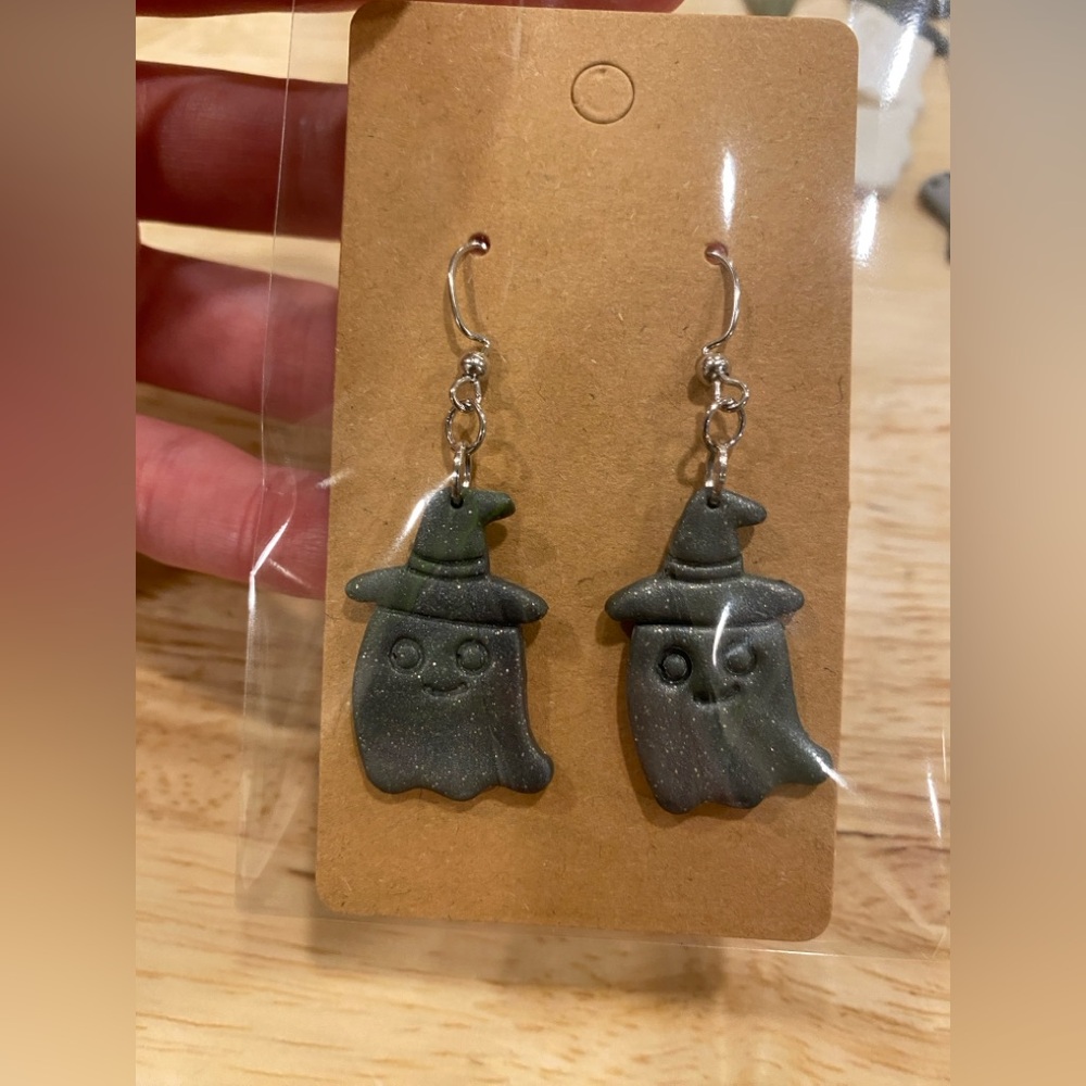 Supercute Polymer Clay Ghost Earrings